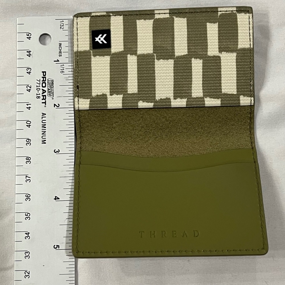 Thread Scout Bifold Wallet Olive Green Checkerboard Pattern - Picture 7 of 9